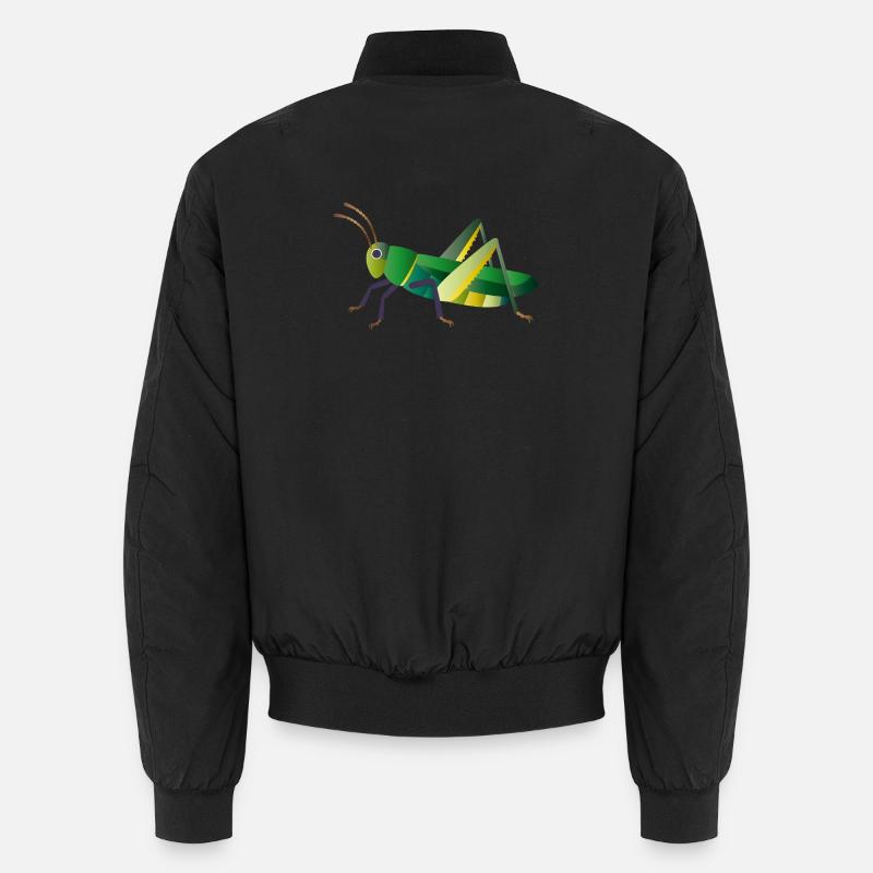 Green grasshopper nature style - Unisex Bomber Jacket - black