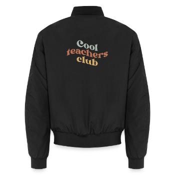 Retro Cool Teachers Club Typografie-T-Shirt - Unisex Bomberjacke - Schwarz - Hinten - AI Model Male 185 light (185cm)