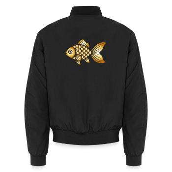 Goldfisch | Klassisches Fischmotiv   - Unisex Bomberjacke - Schwarz - Hinten - AI Model Male 185 light (185cm)