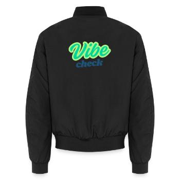 Vibe Check Neon Script - Unisex Bomberjacke - Schwarz - Hinten - AI Model Male 185 light (185cm)