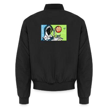 Anonymus the Storyteller  - Unisex Bomber Jacket - black - Back - AI Model Male 185 light (185cm)