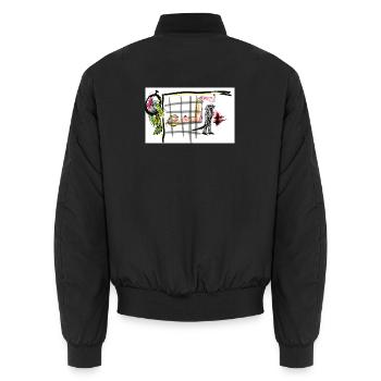 Un témoin haut en couleur d’une routine silencieuse - Bomber unisexe - noir - Dos - AI Model Male 185 light (185cm)