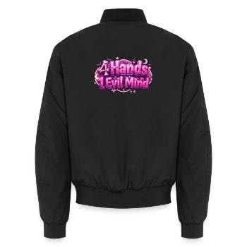 4 Hände, 1 Böser Geist - Unisex Bomberjacke - Schwarz - Hinten - AI Model Male 185 light (185cm)