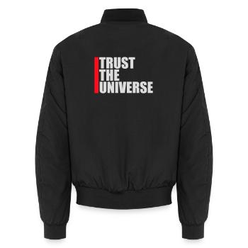 Trust The Universe Spirituell Universum Zitat Logo - Unisex Bomberjacke - Schwarz - Hinten - AI Model Male 185 light (185cm)
