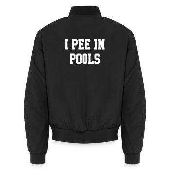 Fette Blocktypografie auf Schwarz - Unisex Bomberjacke - Schwarz - Hinten - AI Model Male 185 light (185cm)