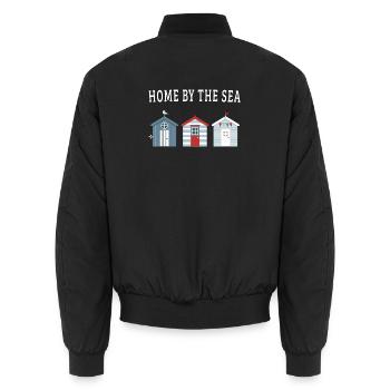 Home by the Sea – Strandhäuser - Unisex Bomberjacke - Schwarz - Hinten - AI Model Male 185 light (185cm)