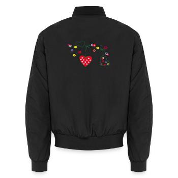 Cœurs avec des fleurs - Bomber unisexe - noir - Dos - AI Model Male 185 light (185cm)