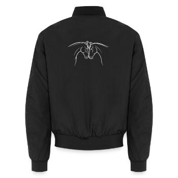 Doppel-Pferde Linienkunst - Unisex Bomberjacke - Schwarz - Hinten - AI Model Male 185 light (185cm)