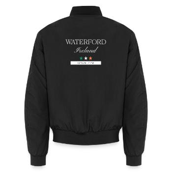 Waterford Irland Souvenir – Reise minimalistisch - Unisex Bomberjacke - Schwarz - Hinten - AI Model Male 185 light (185cm)