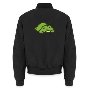Süßer schlafender grüner Frosch - Unisex Bomberjacke - Schwarz - Hinten - AI Model Male 185 light (185cm)
