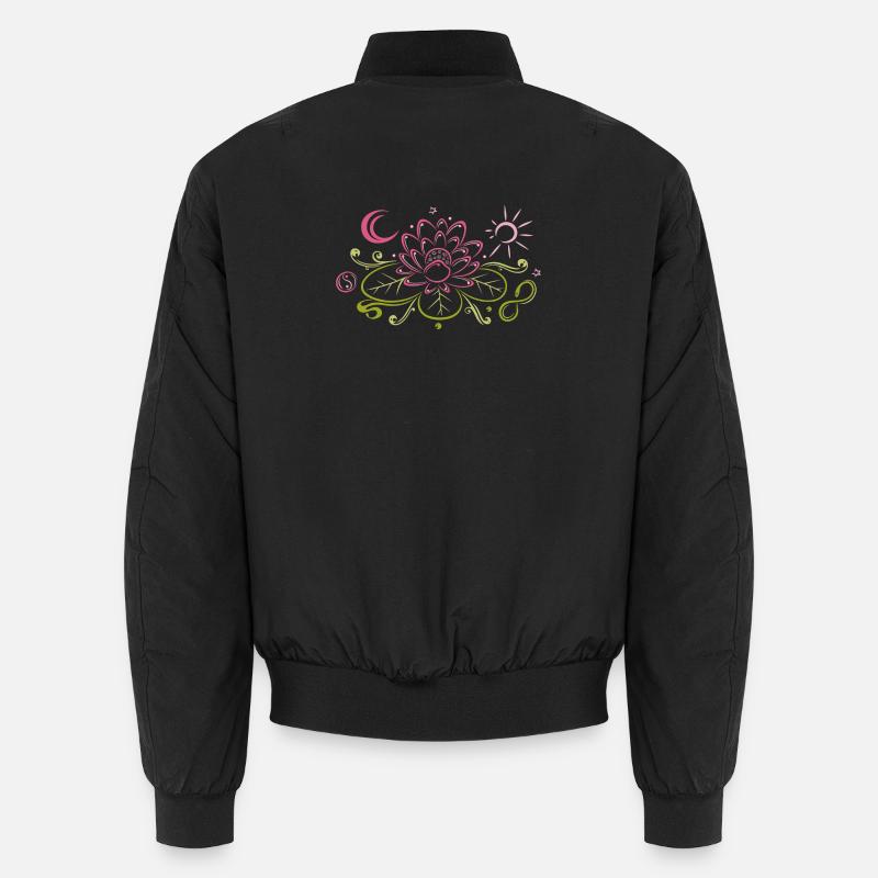 Lotus avec lune, Yin Yang et soleil, infinity Bomber unisexe