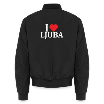 Name T-Shirt I love Ljuba T-Shirt Geschenkidee - Unisex Bomberjacke - Schwarz - Hinten - AI Model Male 185 light (185cm)