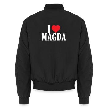 nom t-shirt J’aime Magda t-shirt idée cadeau - Bomber unisexe - noir - Dos - AI Model Male 185 light (185cm)