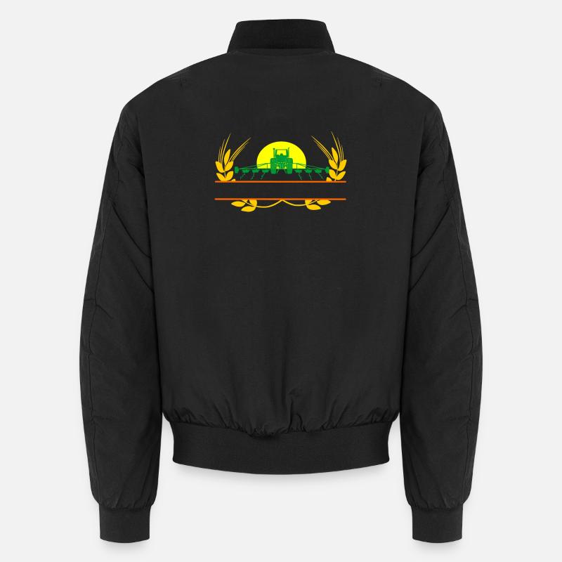 Farm tractor sunset - Unisex Bomber Jacket - black