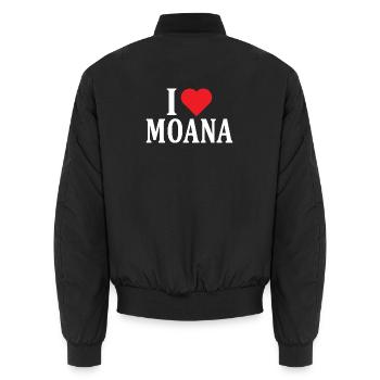 nom du t-shirt J’adore Moana idée cadeau t-shirt - Bomber unisexe - noir - Dos - AI Model Male 185 light (185cm)