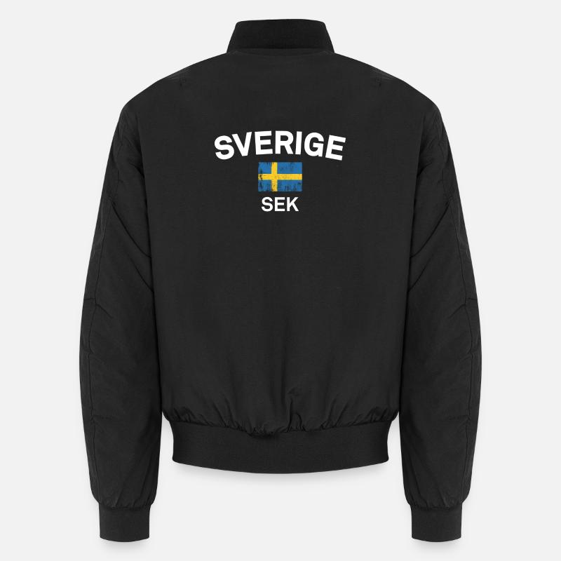Distressed Sweden Flag Art - Unisex Bomber Jacket - black