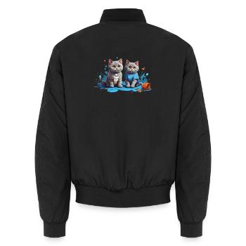 Amoureux des chats dans la flaque bleue - Bomber unisexe - noir - Dos - AI Model Male 185 light (185cm)