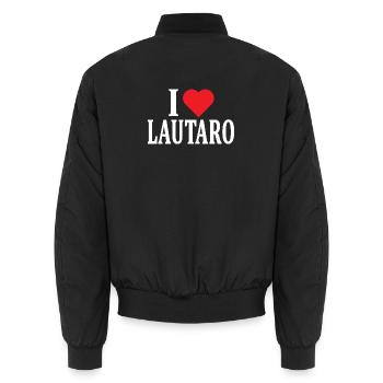 T-shirt J'aime Lautaro idée cadeau t-shirt - Bomber unisexe - noir - Dos - AI Model Male 185 light (185cm)