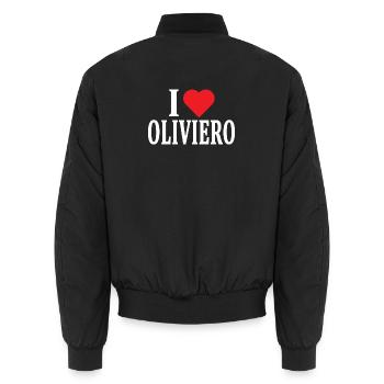 t-shirt I love Oliviero idée cadeau t-shirt - Bomber unisexe - noir - Dos - AI Model Male 185 light (185cm)