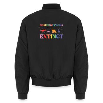 LGBTQ Pride Month - Make Homophobia Extinct - Unisex Bomber Jacket - black - Back - AI Model Male 185 light (185cm)