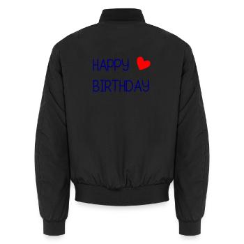 JOYEUX ANNIVERSAIRE. HAPPY BIRTHDAY. ANNIVERSAIRE. - Bomber unisexe - noir - Dos - AI Model Male 185 light (185cm)