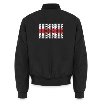 Archimede t-shirt gift stacked text - Unisex Bomber Jacket - black - Back - AI Model Male 185 light (185cm)