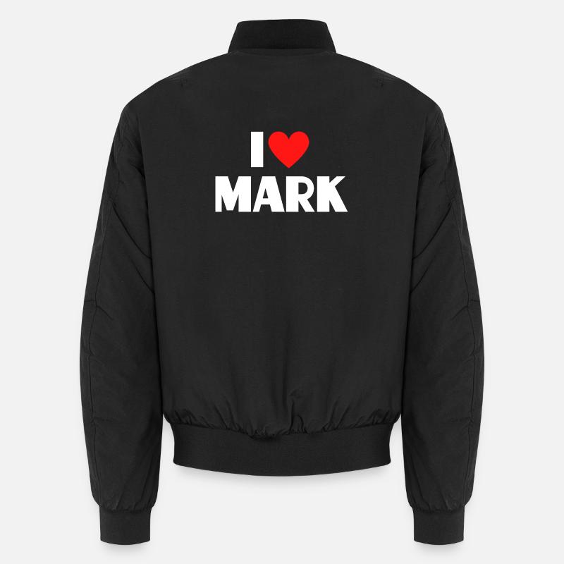 I love Mark Rotes Herz Romantischer Name Fan Unisex Bomberjacke