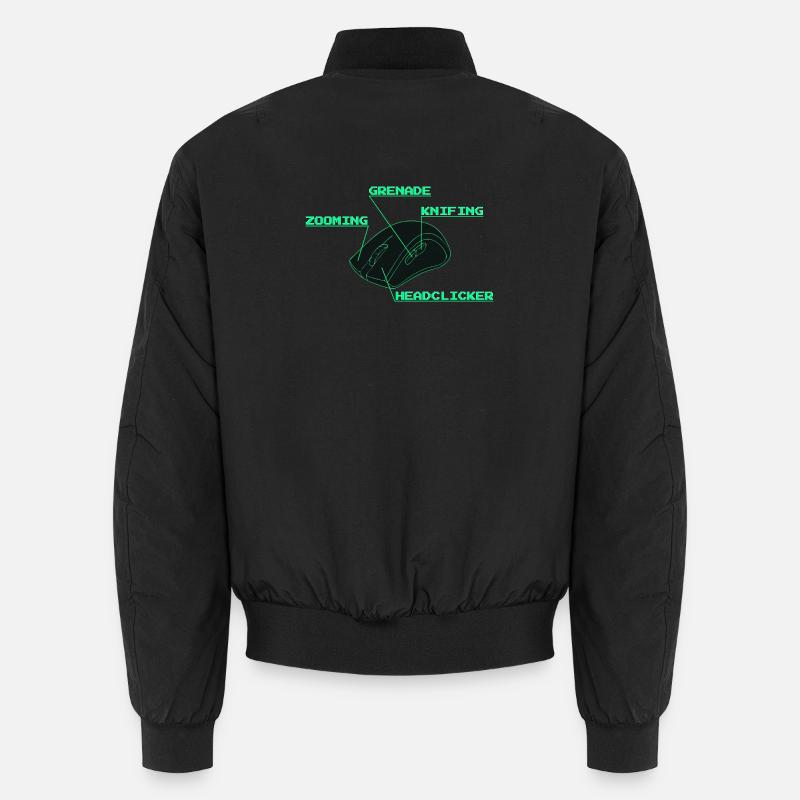 Headclicker Gaming Blueprint Neon Design - Unisex Bomber Jacket - black