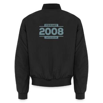 Limited Edition February 2008 Birthday Gift - Unisex Bomber Jacket - black - Back - AI Model Male 185 light (185cm)