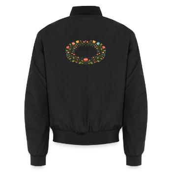 Cadre floral printanier avec fleurs - Bomber unisexe - noir - Dos - AI Model Male 185 light (185cm)