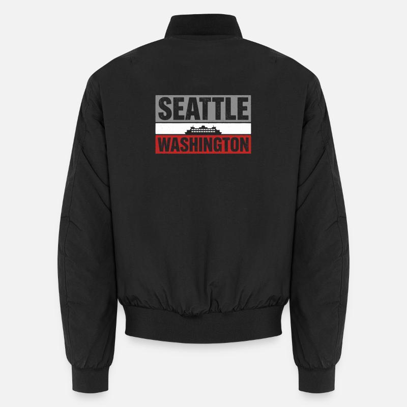 Seattle Washington Ferry Retro Typography Souvenir Unisex Bomber Jacket