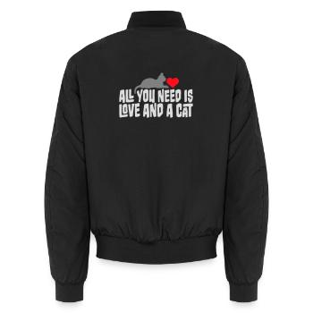 Tout ce qu’il te faut, c’est de l’amour et d’un chat Drôle de Dicton de Chat - Bomber unisexe - noir - Dos - AI Model Male 185 light (185cm)