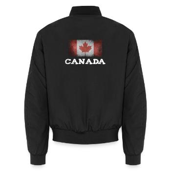 canada roter ahorn flagge distressed statement - Unisex Bomberjacke - Schwarz - Hinten - AI Model Male 185 light (185cm)