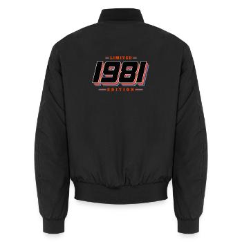45. Geburtstag Limited Edition Jahrgang 1981 - Unisex Bomberjacke - Schwarz - Hinten - AI Model Male 185 light (185cm)