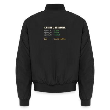 Ich leite 12 KI-Agenten – Chef-Shirt - Unisex Bomberjacke - Schwarz - Hinten - AI Model Male 185 light (185cm)
