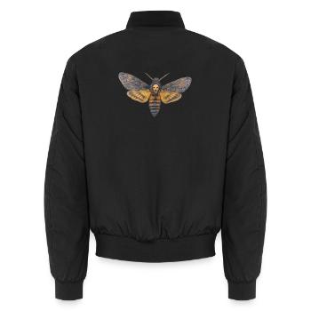 Sphinx-Schädel-Nacht-Schädel-Schmetterling - Unisex Bomberjacke - Schwarz - Hinten - AI Model Male 185 light (185cm)