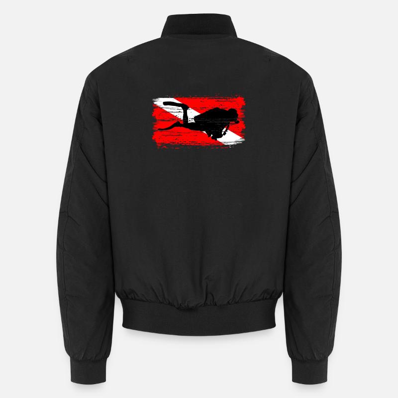 Diving Silhouette on Red Flag Unisex Bomber Jacket