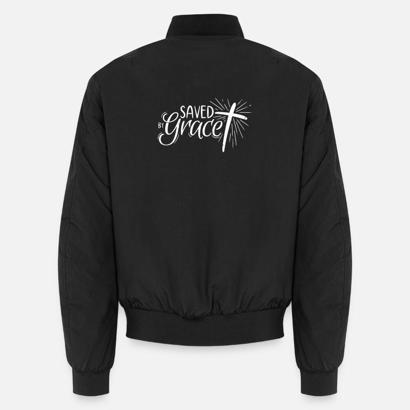 Saved by Grace Lettering - Unisex Bomberjacke - Schwarz