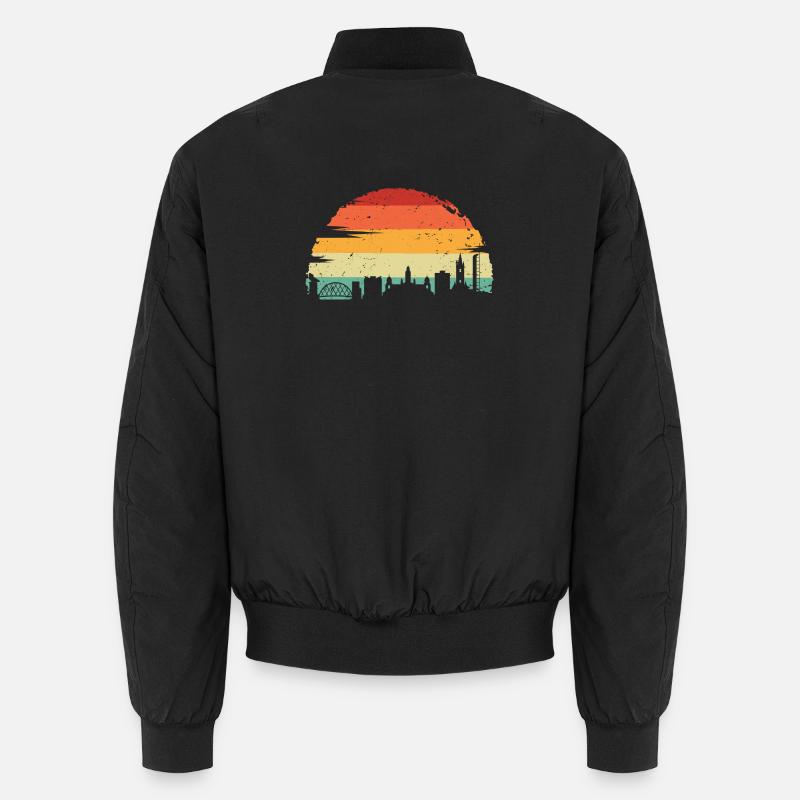Rétro coucher de soleil Skyline Paysage urbain Bomber unisexe