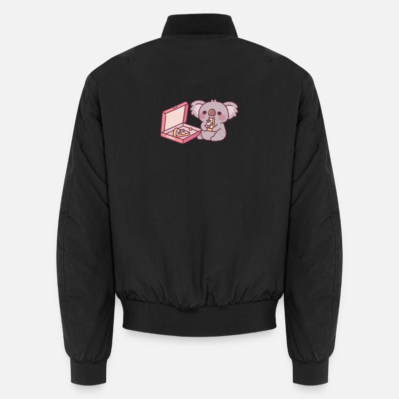 Süßer Koala-Bär, der Pizza isst - Unisex Bomberjacke - Schwarz