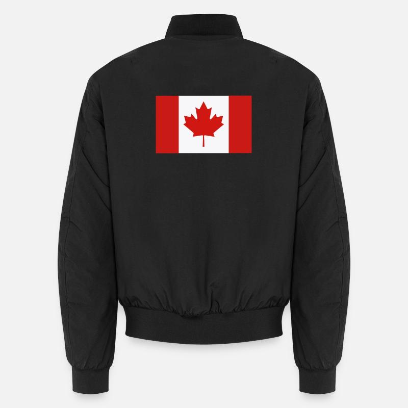 Red Maple Leaf Canada Flag - Unisex Bomber Jacket - black