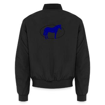 Kobaltblaues Pferd Silhouette - Unisex Bomberjacke - Schwarz - Hinten - AI Model Male 185 light (185cm)