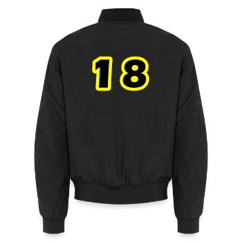 18 Number symbol - Unisex Bomber Jacket - black - Back - AI Model Male 185 light (185cm)