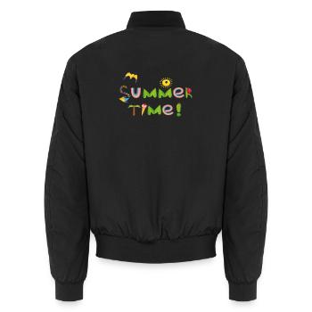 Daylight saving time - Unisex Bomber Jacket - black - Back - AI Model Male 185 light (185cm)