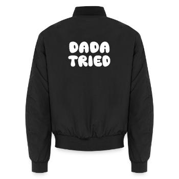 Tippfehler: Papa hat alles Kühnes Retro ausprobiert - Unisex Bomberjacke - Schwarz - Hinten - AI Model Male 185 light (185cm)