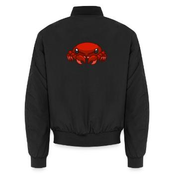 Lebendige rote Cartoon-Krabbenillustration - Unisex Bomberjacke - Schwarz - Hinten - AI Model Male 185 light (185cm)