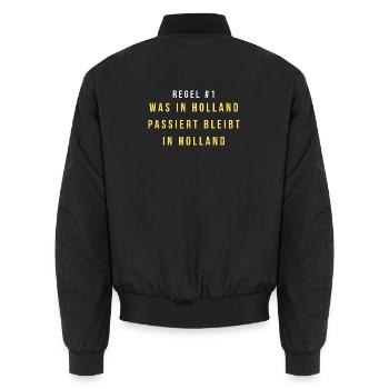 Regel 1: Was in Holland Bleibt - Unisex Bomberjacke - Schwarz - Hinten - AI Model Male 185 light (185cm)