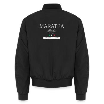 Maratea Italien Souvenir – Reise minimalistisch - Unisex Bomberjacke - Schwarz - Hinten - AI Model Male 185 light (185cm)