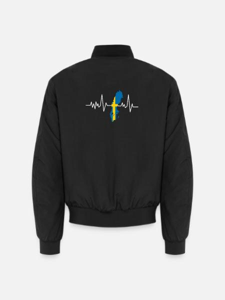 Schweden Herzschlag Flagge - Unisex Bomberjacke - Schwarz