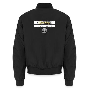 Regensburg Deutschland Koordinaten Reise Souvenir - Unisex Bomberjacke - Schwarz - Hinten - AI Model Male 185 light (185cm)